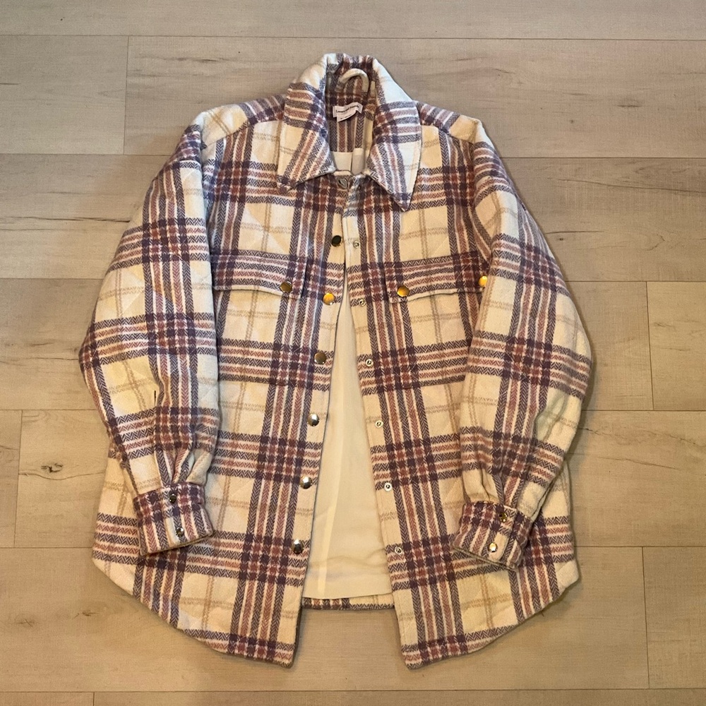 New Lovers &‎ Friends Conlee Plaid Oversized Quilted Shacket - Picture 4 of 11